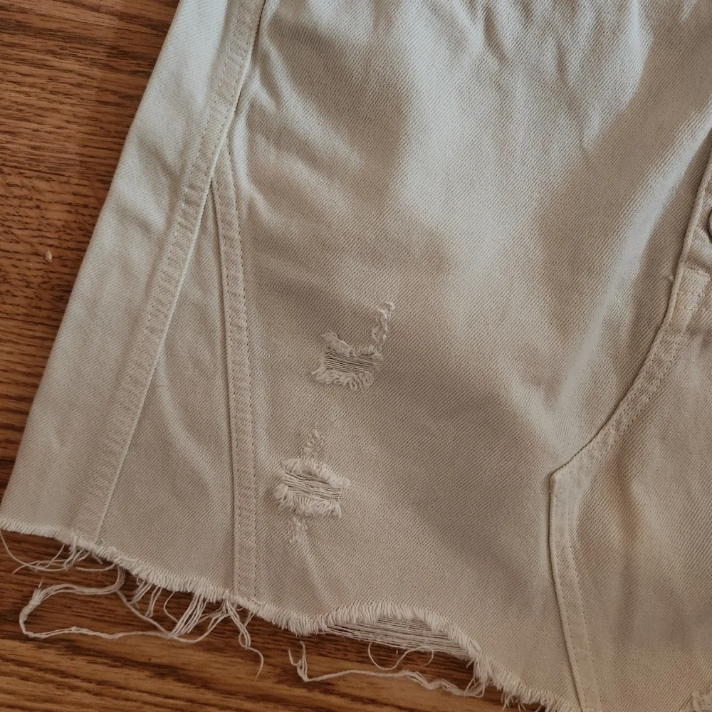 EUC We The Free/ Free People Beige Button-Up Denim Skirt, Size 29